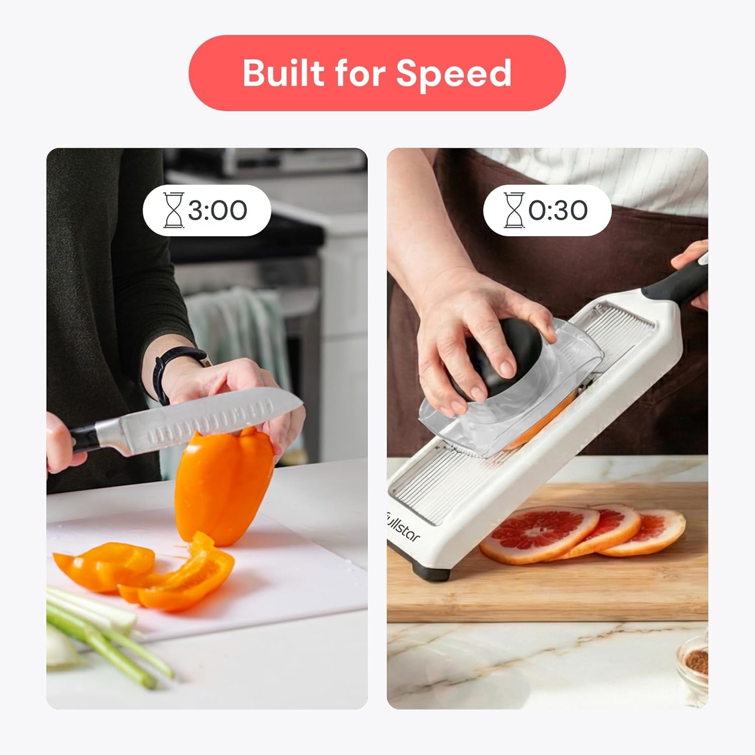 image:imageFullstar Handheld Mandoline Vegetable Slicer amp Julienne Cutter 2 in 1 Onion Veggie amp Fruit Slicer 4 Thickness Settings with Stainless Steel Guard for Easy amp Safer Slicing WhiteWhite