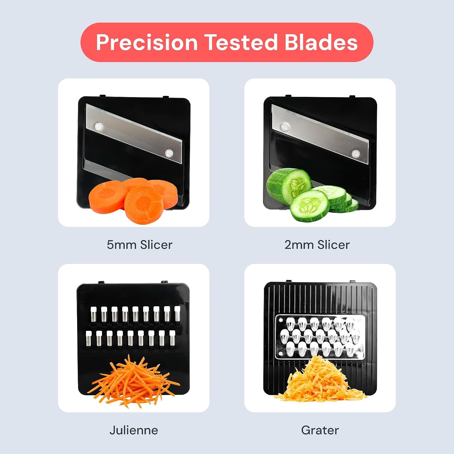 image:imageFullstar Essential Mandoline Vegetable Slicer amp Julienne Cutter 4 in 1 Compact Fruit Cutter Cucumber Slicer amp Cheese Grater with Stainless Steel Blades Guard amp 3Cup Container BlackBlack