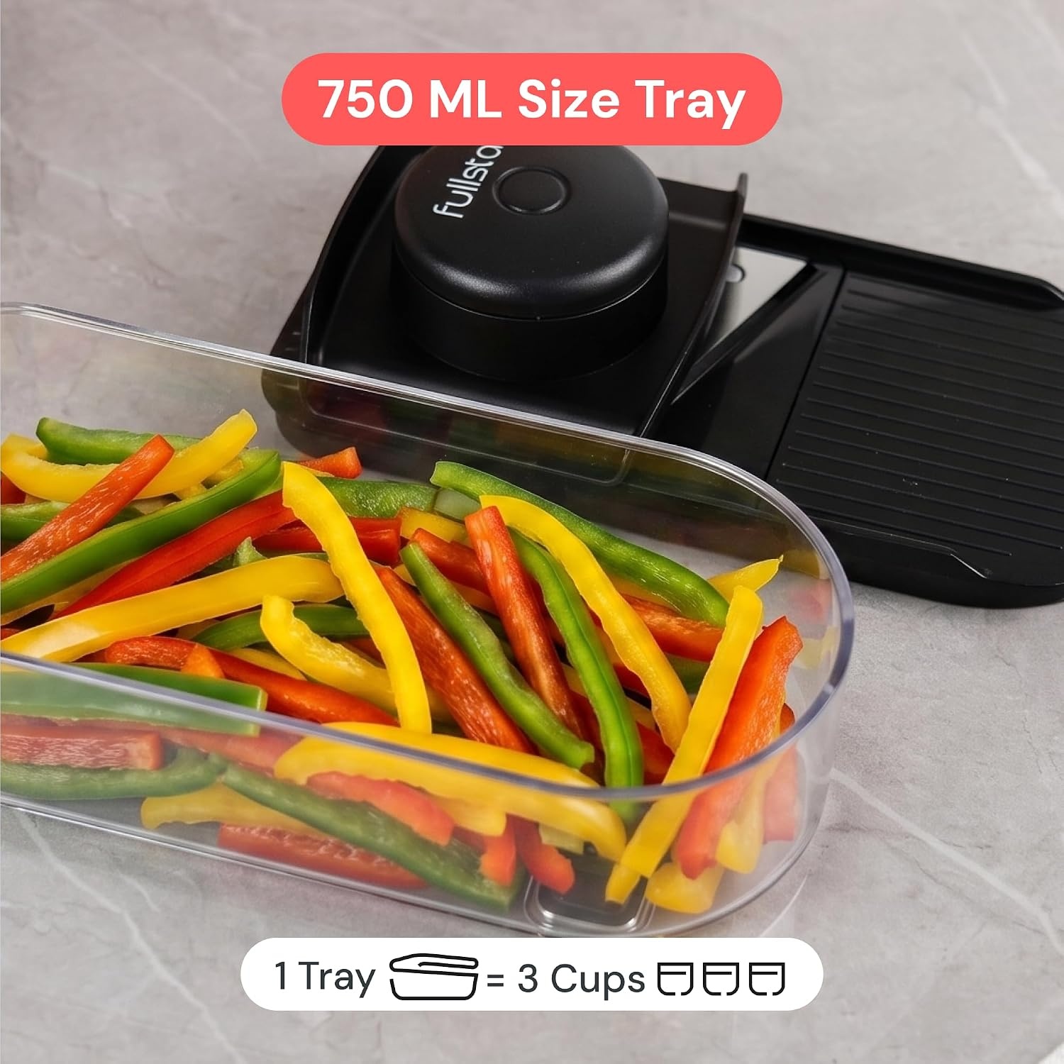 image:imageFullstar Essential Mandoline Vegetable Slicer amp Julienne Cutter 4 in 1 Compact Fruit Cutter Cucumber Slicer amp Cheese Grater with Stainless Steel Blades Guard amp 3Cup Container BlackBlack