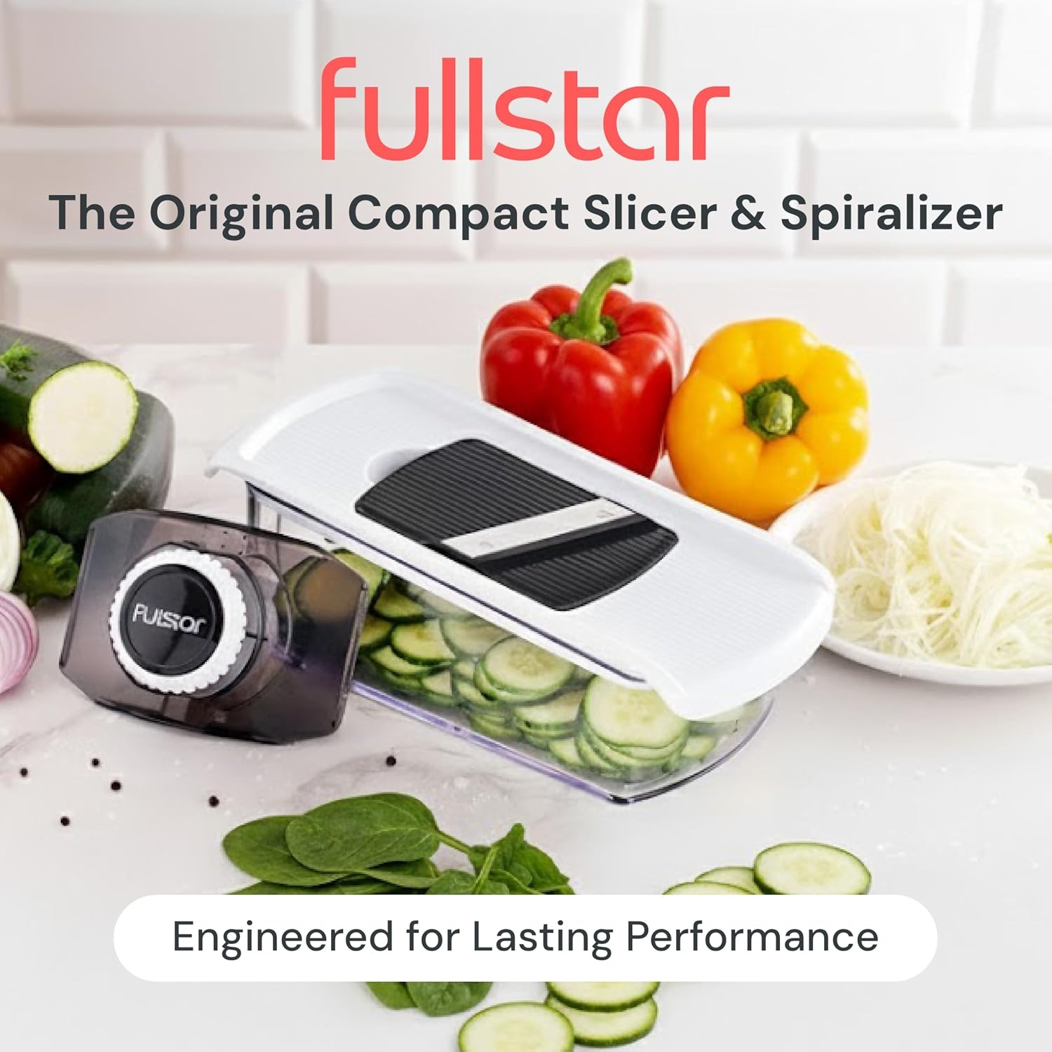 image:imageFullstar Pro Mandoline Vegetable Slicer Grater amp Spiralizer with Container 6 in 1 Fruit Cutter Cheese Grater amp Spiralizer with Safety Gloves Stainless Steel Blades amp Container WhiteWhite