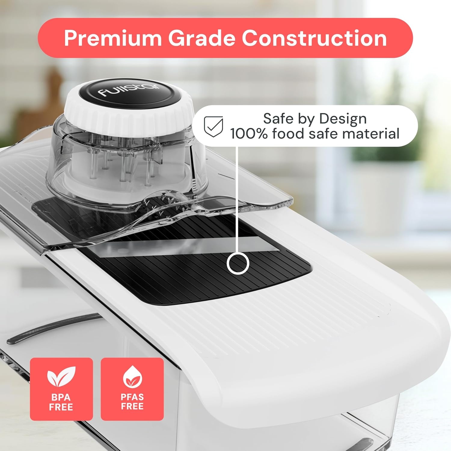 image:imageFullstar Pro Mandoline Vegetable Slicer Grater amp Spiralizer with Container 6 in 1 Fruit Cutter Cheese Grater amp Spiralizer with Safety Gloves Stainless Steel Blades amp Container WhiteWhite
