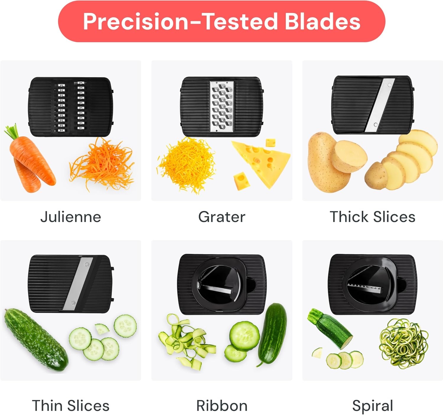 image:imageFullstar Pro Mandoline Vegetable Slicer Grater amp Spiralizer with Container 6 in 1 Fruit Cutter Cheese Grater amp Spiralizer with Safety Gloves Stainless Steel Blades amp Container WhiteWhite