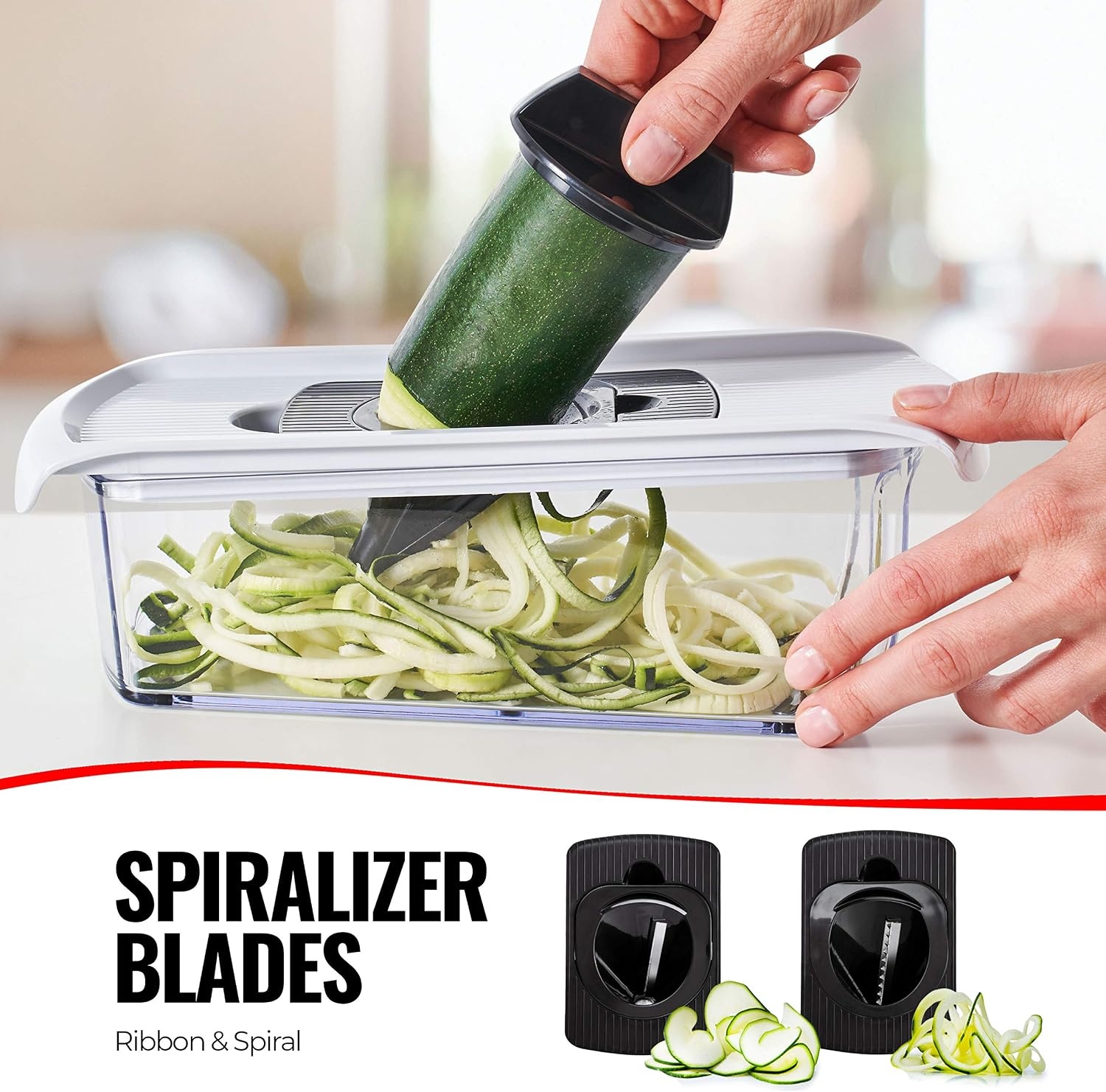 image:imageFullstar Pro Mandoline Vegetable Slicer Grater amp Spiralizer with Container 6 in 1 Fruit Cutter Cheese Grater amp Spiralizer with Safety Gloves Stainless Steel Blades amp Container WhiteWhiteBlack