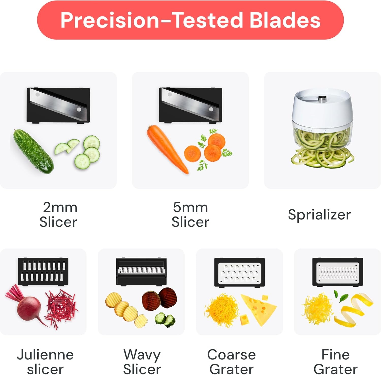 image:imageFullstar Pro Mandoline Vegetable Slicer Grater amp Spiralizer with Container 6 in 1 Fruit Cutter Cheese Grater amp Spiralizer with Safety Gloves Stainless Steel Blades amp Container WhiteWhite