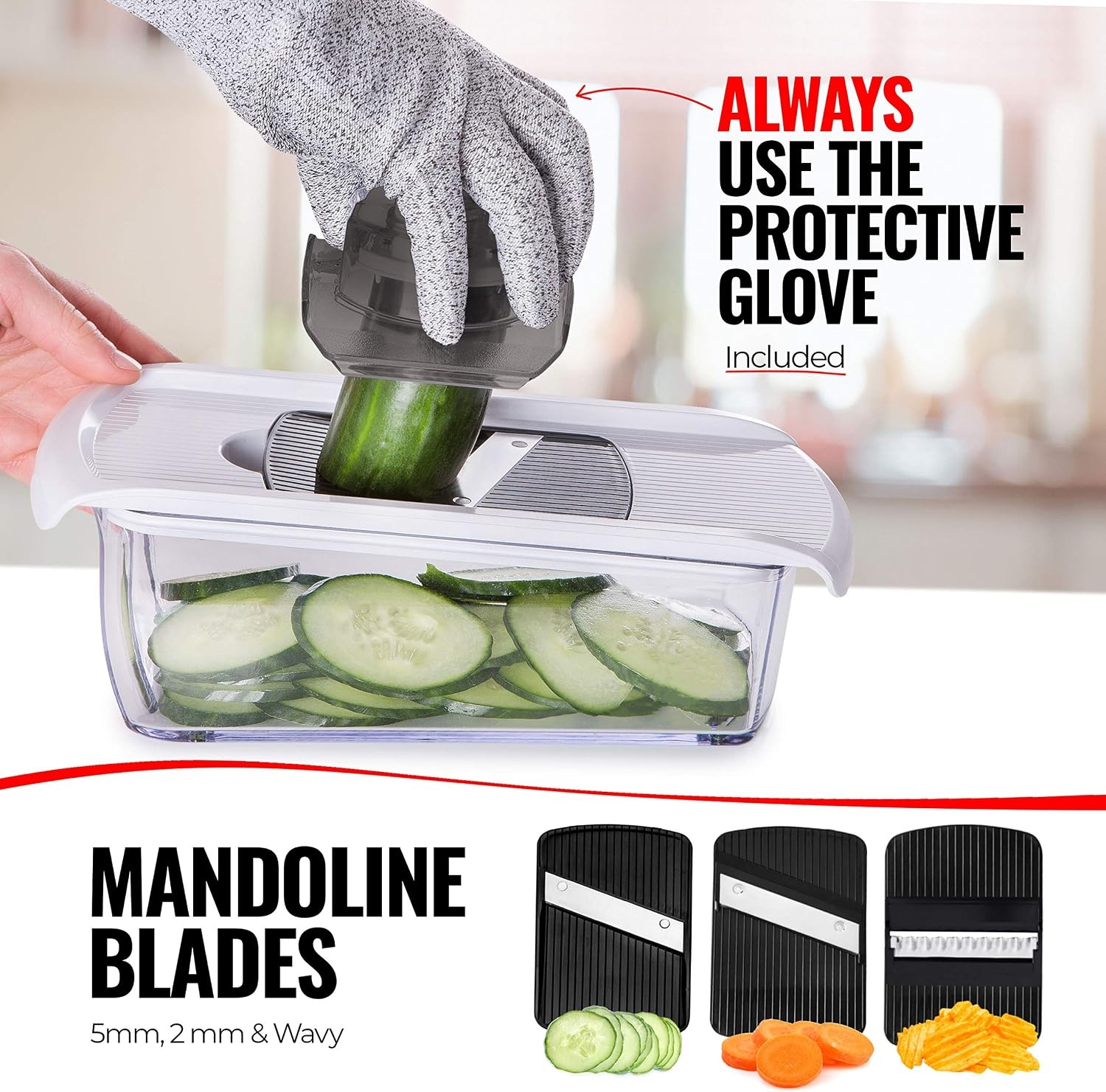 image:imageFullstar Pro Mandoline Vegetable Slicer Grater amp Spiralizer with Container 6 in 1 Fruit Cutter Cheese Grater amp Spiralizer with Safety Gloves Stainless Steel Blades amp Container WhiteWhiteBlack