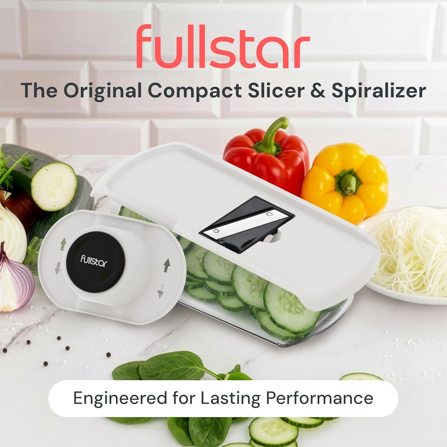 image:imageFullstar Pro Mandoline Vegetable Slicer Grater amp Spiralizer with Container 6 in 1 Fruit Cutter Cheese Grater amp Spiralizer with Safety Gloves Stainless Steel Blades amp Container WhiteWhite