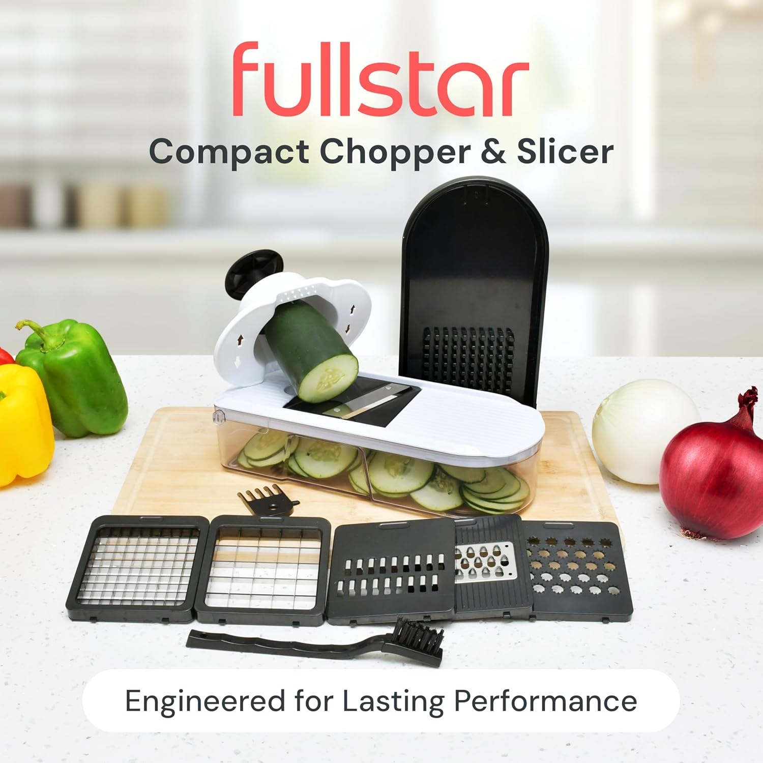 image:imageFullstar Pro Original Vegetable Chopper amp Mandoline Slicer Kitchen Gadget 12 in 1 Veggie Slicer Onion amp Fruit Cutter with Sharp Stainless Steel Blades amp Container AllinOne Meal Prep Tool WhiteWhiteBlack