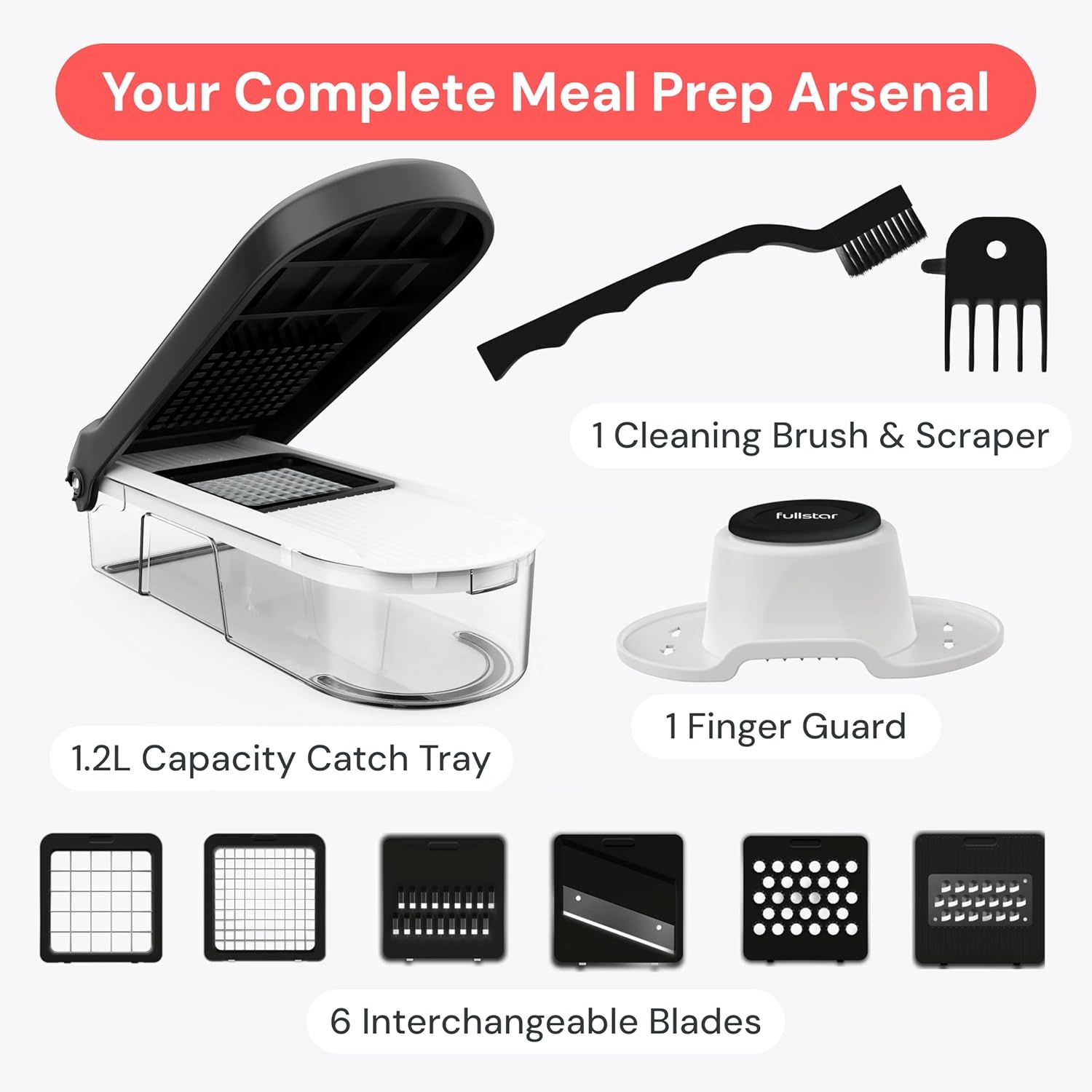 image:imageFullstar Pro Original Vegetable Chopper amp Mandoline Slicer Kitchen Gadget 12 in 1 Veggie Slicer Onion amp Fruit Cutter with Sharp Stainless Steel Blades amp Container AllinOne Meal Prep Tool WhiteFull White