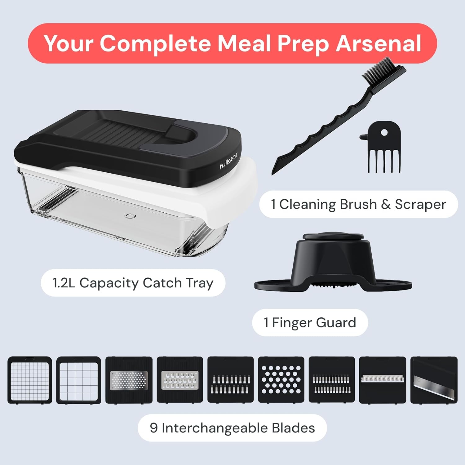 image:imageFullstar Pro Original Vegetable Chopper amp Mandoline Slicer Kitchen Gadget 12 in 1 Veggie Slicer Onion amp Fruit Cutter with Sharp Stainless Steel Blades amp Container AllinOne Meal Prep Tool WhiteWhiteBlack