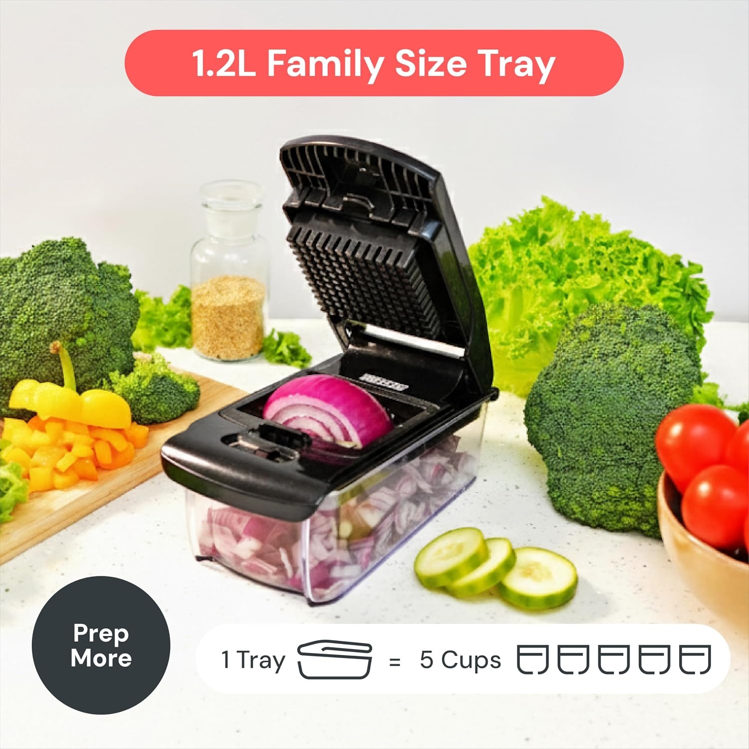 image:imageFullstar Pro Original Vegetable Chopper amp Mandoline Slicer Kitchen Gadget 6 in 1 Veggie Slicer Onion amp Fruit Cutter with Sharp Stainless Steel Blades amp Container AllinOne Meal Prep Tool WhiteBlack