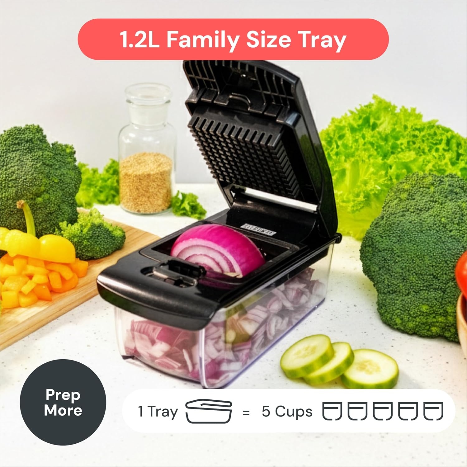 image:imageFullstar Pro Original Vegetable Chopper amp Mandoline Slicer Kitchen Gadget 6 in 1 Veggie Slicer Onion amp Fruit Cutter with Sharp Stainless Steel Blades amp Container AllinOne Meal Prep Tool WhiteBlack