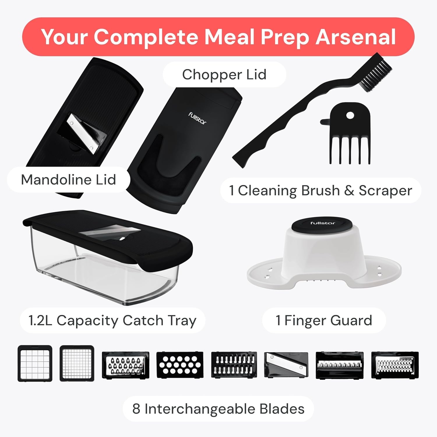 image:imageFullstar Pro Original Vegetable Chopper amp Mandoline Slicer Kitchen Gadget 6 in 1 Veggie Slicer Onion amp Fruit Cutter with Sharp Stainless Steel Blades amp Container AllinOne Meal Prep Tool WhiteBlack
