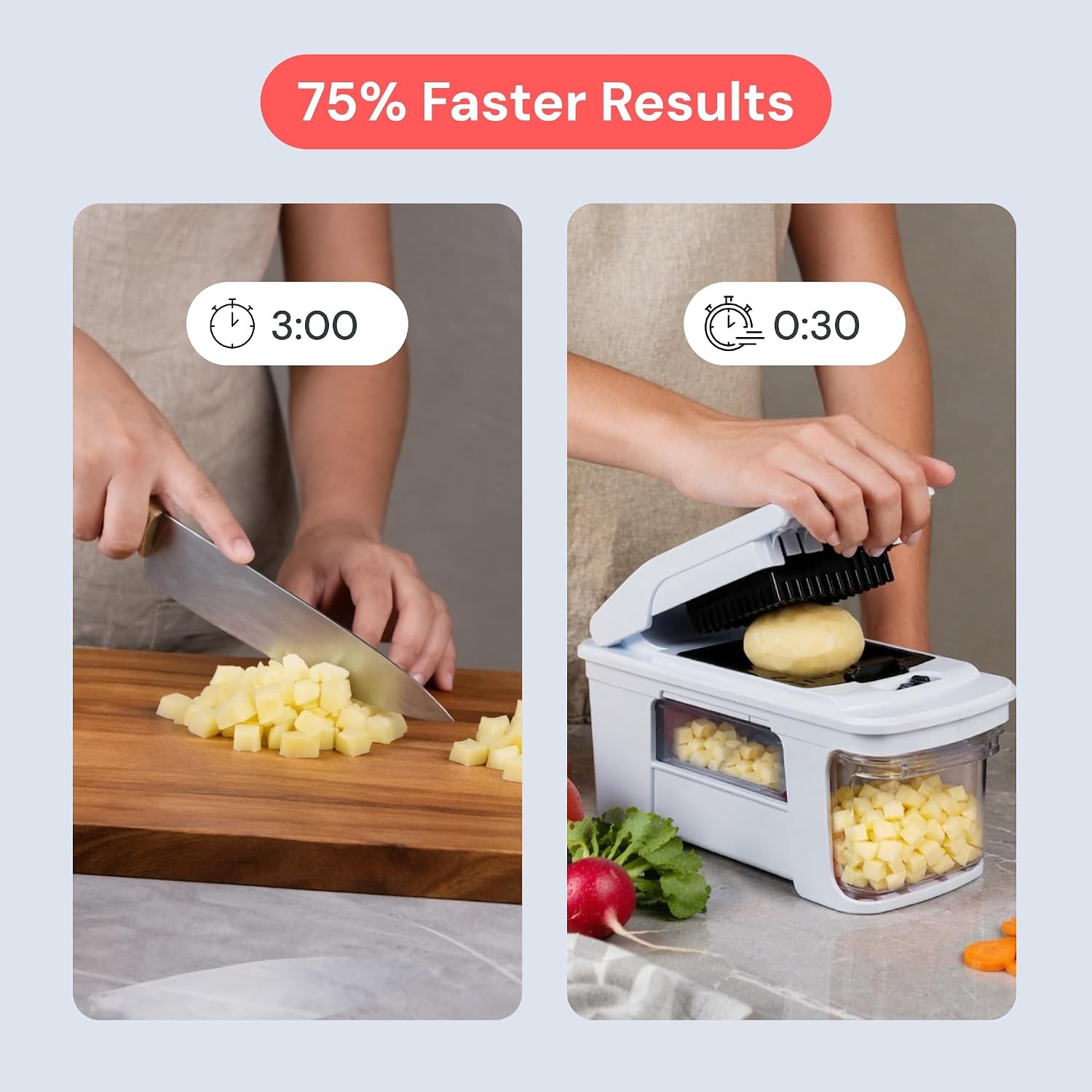 image:imageFullstar Pro XL Vegetable Chopper amp Mandoline Slicer w PullOut Catch Tray 4 in 1 Veggie Onion amp Fruit Slicer Dicer amp Grater with Sharp Stainless Steel Blades XL Food Prep Set WhiteWhite