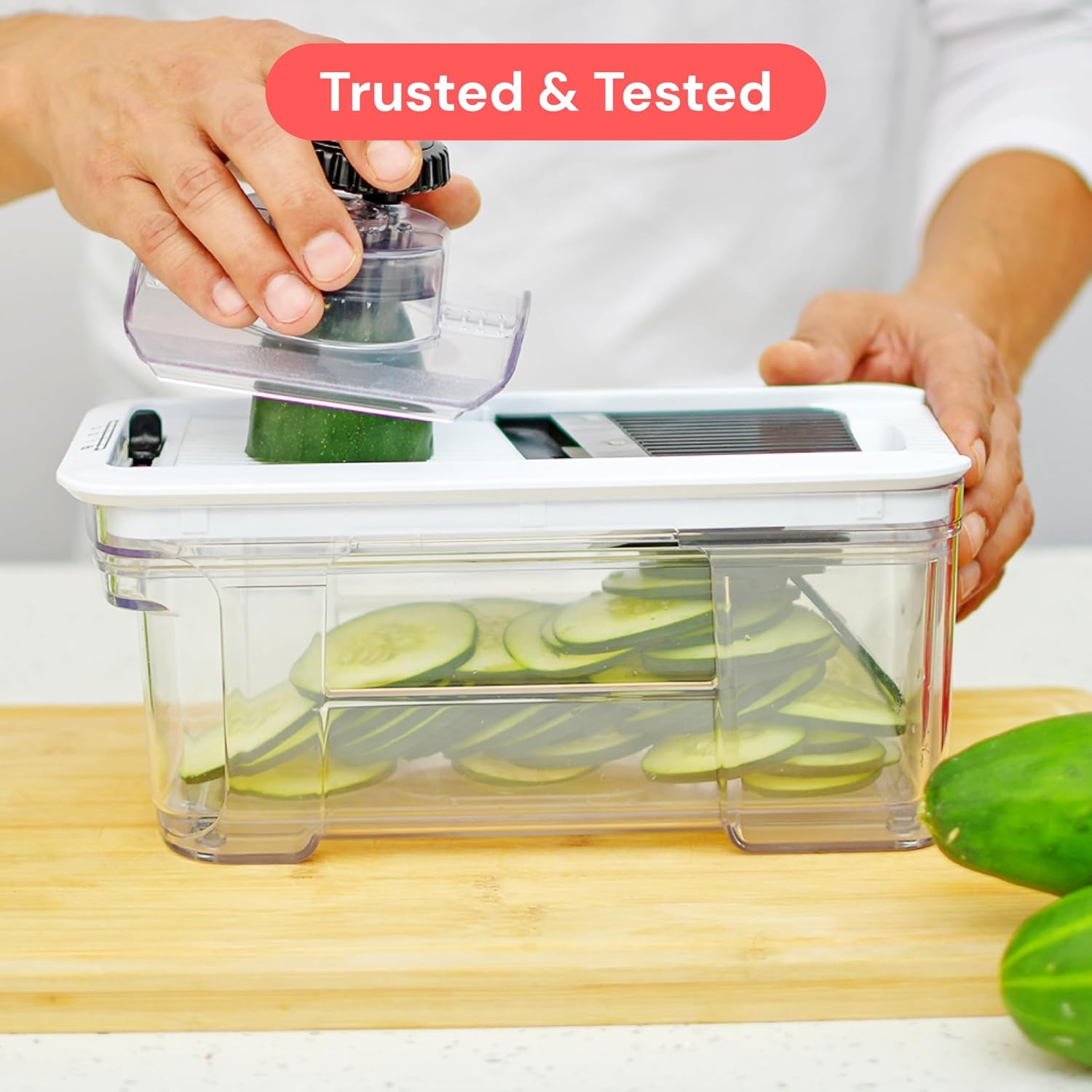 image:imageFullstar Pro XL Vegetable Chopper amp Mandoline Slicer w PullOut Catch Tray 4 in 1 Veggie Onion amp Fruit Slicer Dicer amp Grater with Sharp Stainless Steel Blades XL Food Prep Set WhiteBlack