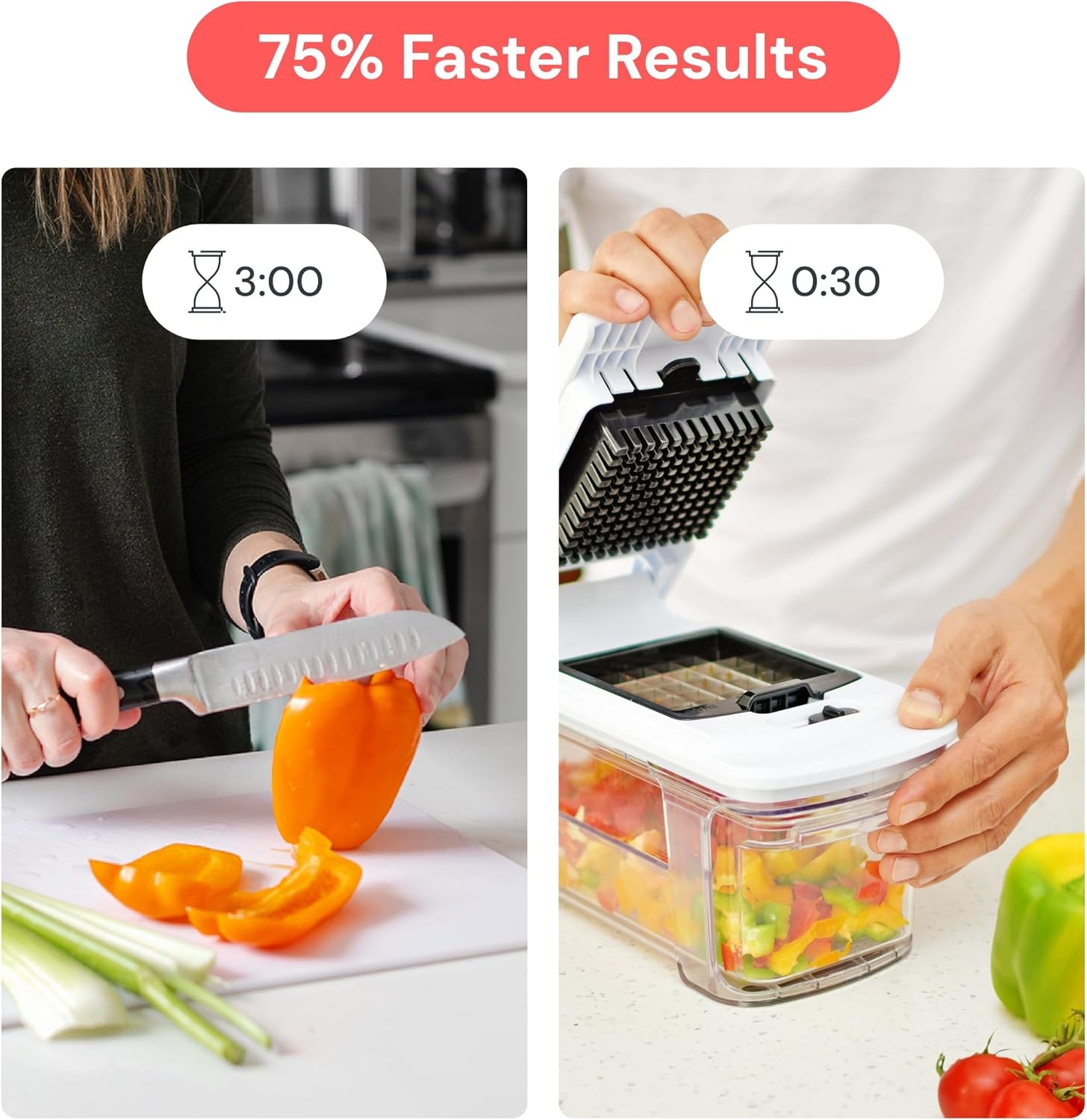 image:imageFullstar Pro XL Vegetable Chopper amp Mandoline Slicer w PullOut Catch Tray 4 in 1 Veggie Onion amp Fruit Slicer Dicer amp Grater with Sharp Stainless Steel Blades XL Food Prep Set WhiteBlack