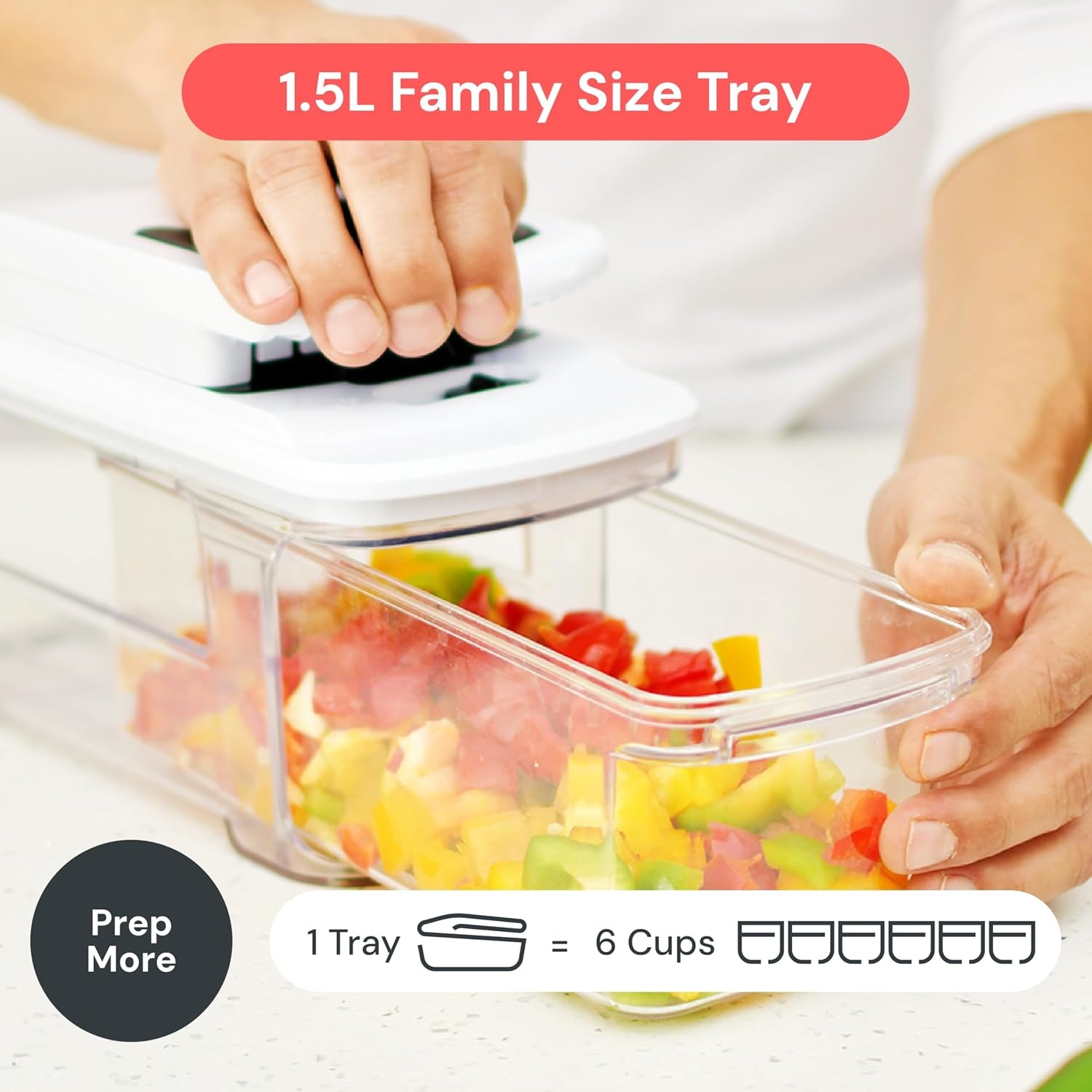 image:imageFullstar Pro XL Vegetable Chopper amp Mandoline Slicer w PullOut Catch Tray 4 in 1 Veggie Onion amp Fruit Slicer Dicer amp Grater with Sharp Stainless Steel Blades XL Food Prep Set WhiteBlack