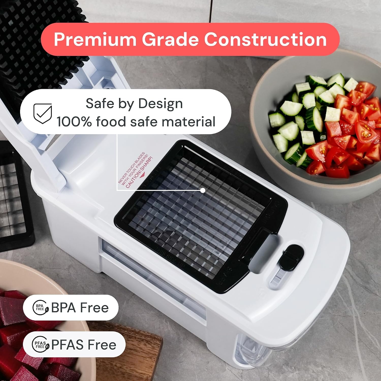 image:imageFullstar Pro XL Vegetable Chopper amp Mandoline Slicer w PullOut Catch Tray 4 in 1 Veggie Onion amp Fruit Slicer Dicer amp Grater with Sharp Stainless Steel Blades XL Food Prep Set WhiteWhite