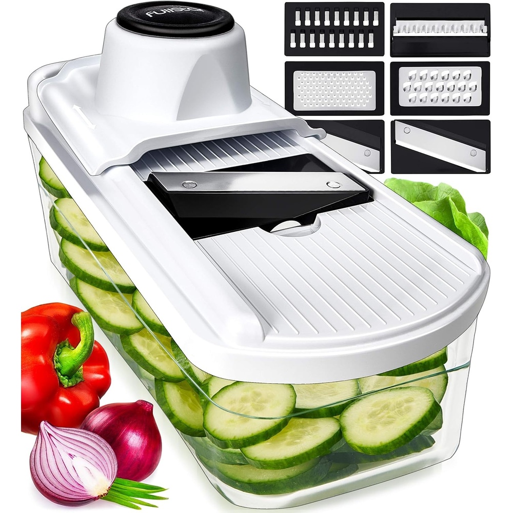 image:imageFullstar Mandoline Slicer for Kitchen Fruit Cutter Cheese Grater Cucumber Slicer Food Cutter amp Kitchen Gadgets 7 in 1 White