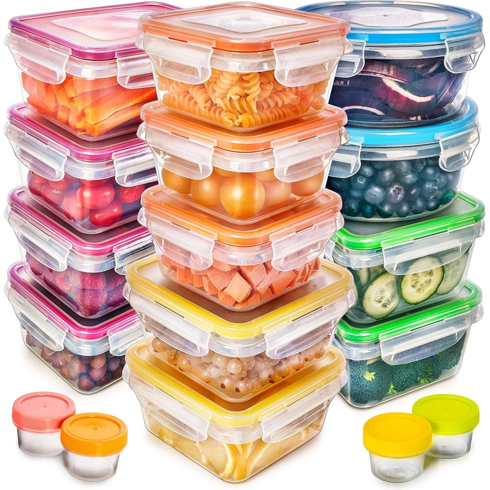 image:imagefullstar 34Piece Plastic Food Storage Containers with Lids 17 Containers amp 17 Lids  Leakproof BPAFree Meal Prep Containers Reusable Lunch Storage Set for Kitchen Organization Pack of 34