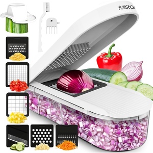Fullstar Pro Original Vegetable Chopper & Mandoline Slicer Kitchen Gadget | 12 in 1 Veggie Slicer, Onion & Fruit Cutter with Sharp Stainless Steel Blades & Container, All-in-One Meal Prep Tool (White)(Full White)
