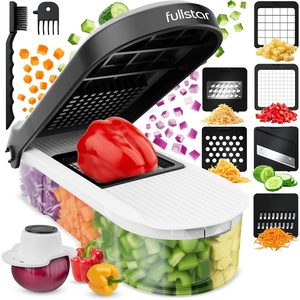 Fullstar Pro Original Vegetable Chopper & Mandoline Slicer Kitchen Gadget | 12 in 1 Veggie Slicer, Onion & Fruit Cutter with Sharp Stainless Steel Blades & Container, All-in-One Meal Prep Tool (White)(White/Black)