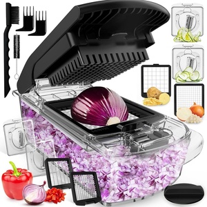 Fullstar Pro Original Vegetable Chopper & Mandoline Slicer Kitchen Gadget | 6 in 1 Veggie Slicer, Onion & Fruit Cutter with Sharp Stainless Steel Blades & Container, All-in-One Meal Prep Tool (White)(Clear)