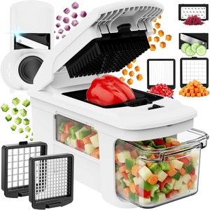 Fullstar Pro XL Vegetable Chopper & Mandoline Slicer w Pull-Out Catch Tray | 4 in 1 Veggie, Onion & Fruit Slicer, Dicer & Grater with Sharp Stainless Steel Blades – XL Food Prep Set (White)(White)