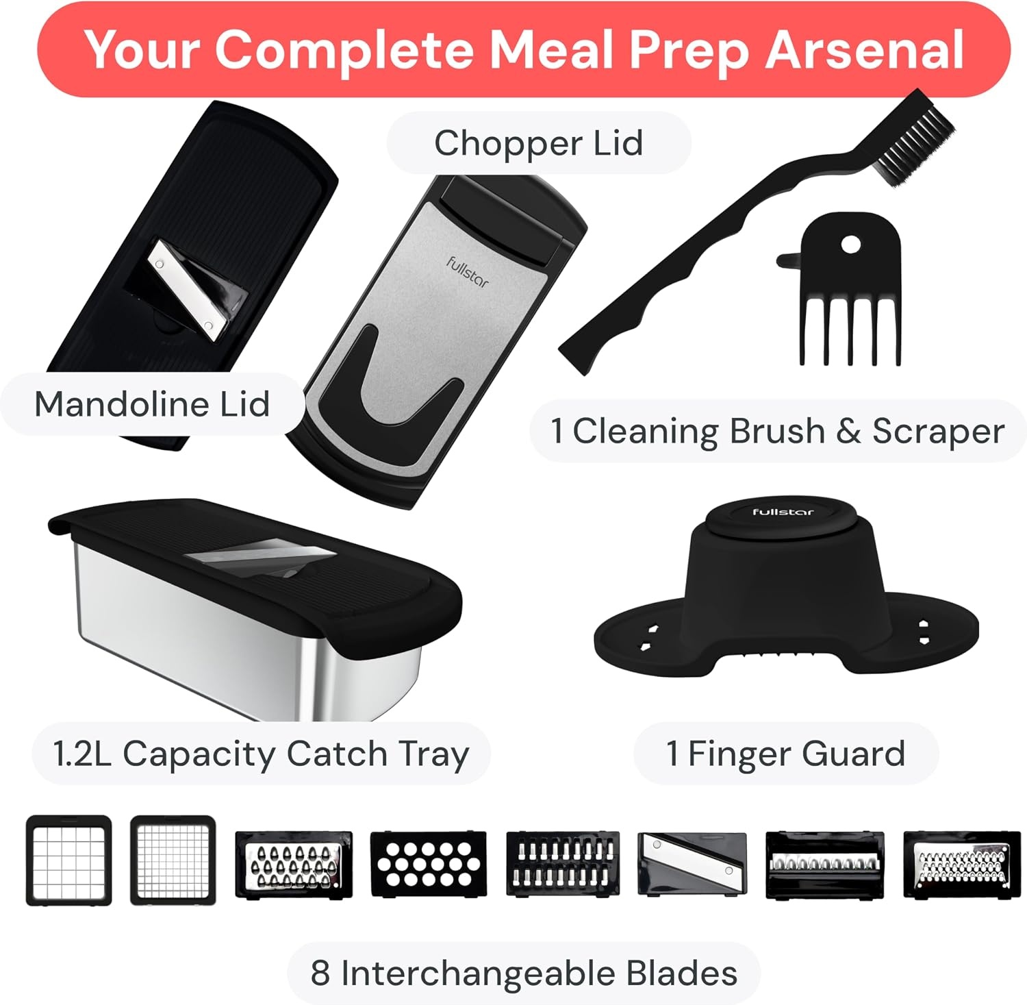 image:imageFullstar Pro Original Vegetable Chopper Kitchen Prep Tool 2 in 1 Veggie Slicer Onion amp Fruit Cutter with Sharp Stainless Steel Blades amp Container AllinOne Food Prep Tool BlackStainless Steel