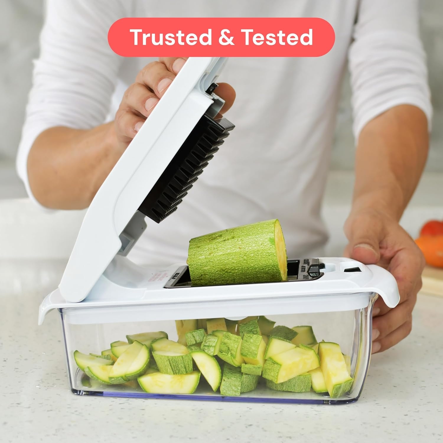 image:imageFullstar Pro Original Vegetable Chopper Kitchen Prep Tool 2 in 1 Veggie Slicer Onion amp Fruit Cutter with Sharp Stainless Steel Blades amp Container AllinOne Food Prep Tool BlackWhite