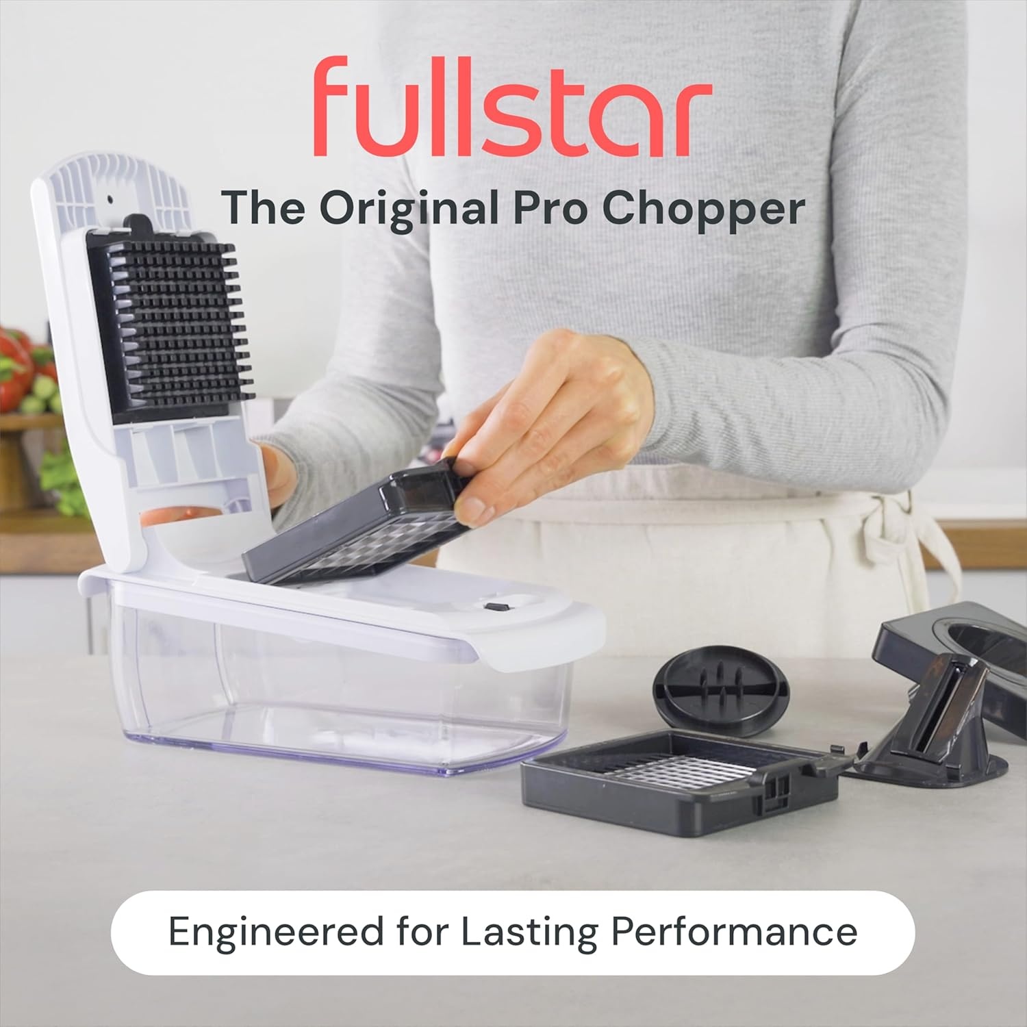 image:imageFullstar Pro Original Vegetable Chopper Kitchen Prep Tool 2 in 1 Veggie Slicer Onion amp Fruit Cutter with Sharp Stainless Steel Blades amp Container AllinOne Food Prep Tool BlackWhite