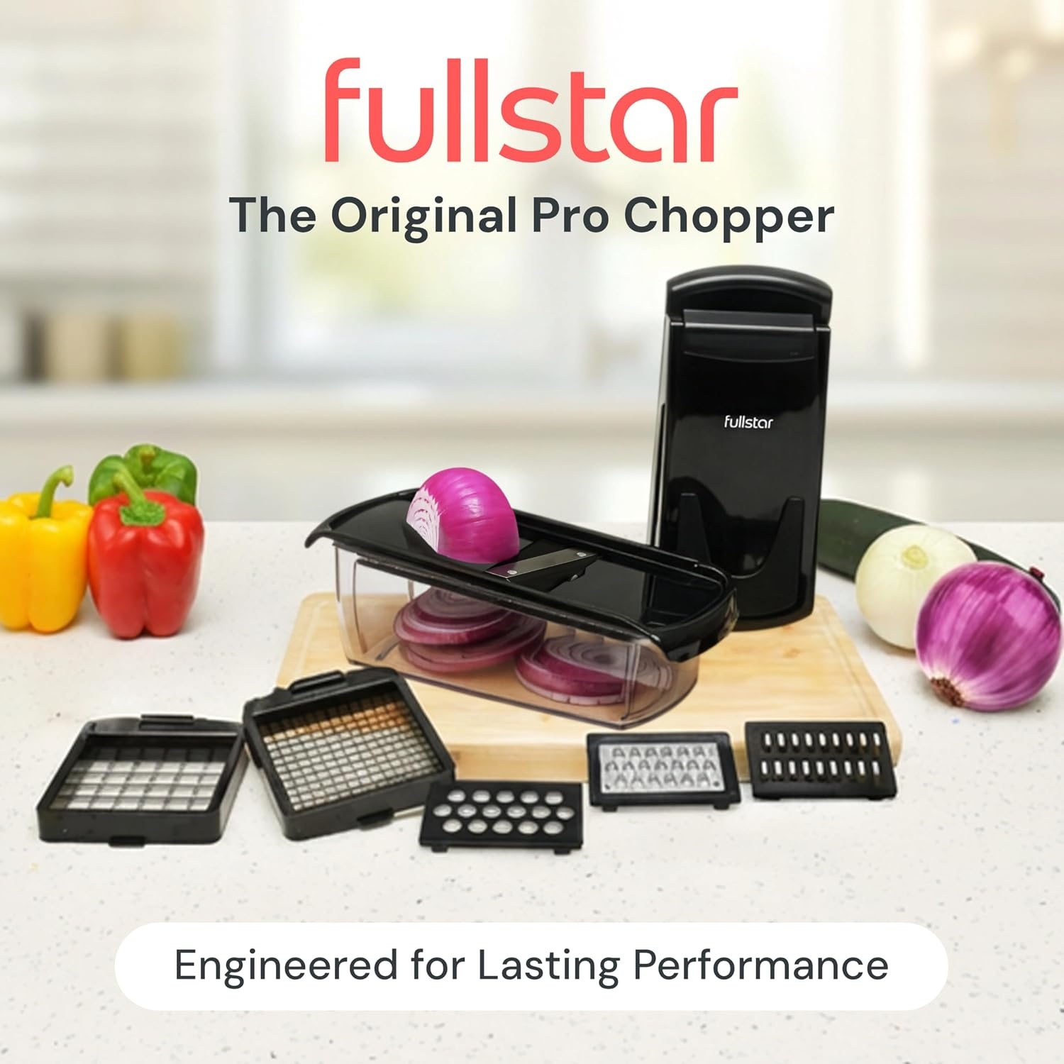 image:imageFullstar Pro Original Vegetable Chopper Kitchen Prep Tool 2 in 1 Veggie Slicer Onion amp Fruit Cutter with Sharp Stainless Steel Blades amp Container AllinOne Food Prep Tool BlackBlack