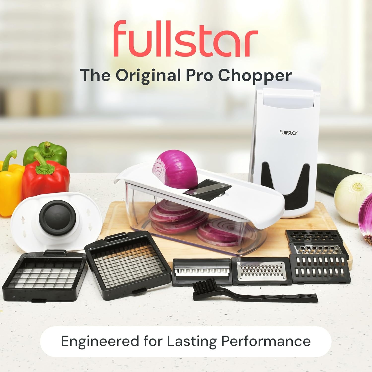 image:imageFullstar Pro Original Vegetable Chopper Kitchen Prep Tool 2 in 1 Veggie Slicer Onion amp Fruit Cutter with Sharp Stainless Steel Blades amp Container AllinOne Food Prep Tool BlackWhite