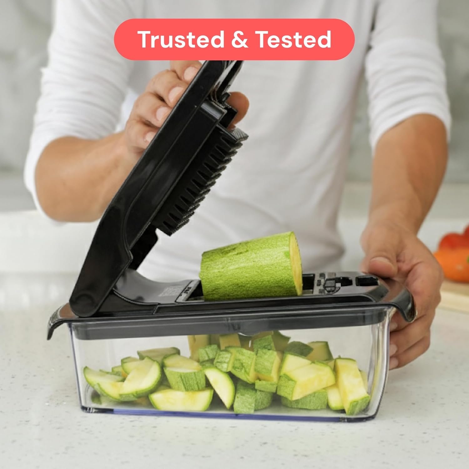 image:imageFullstar Pro Original Vegetable Chopper Kitchen Prep Tool 2 in 1 Veggie Slicer Onion amp Fruit Cutter with Sharp Stainless Steel Blades amp Container AllinOne Food Prep Tool BlackBlack