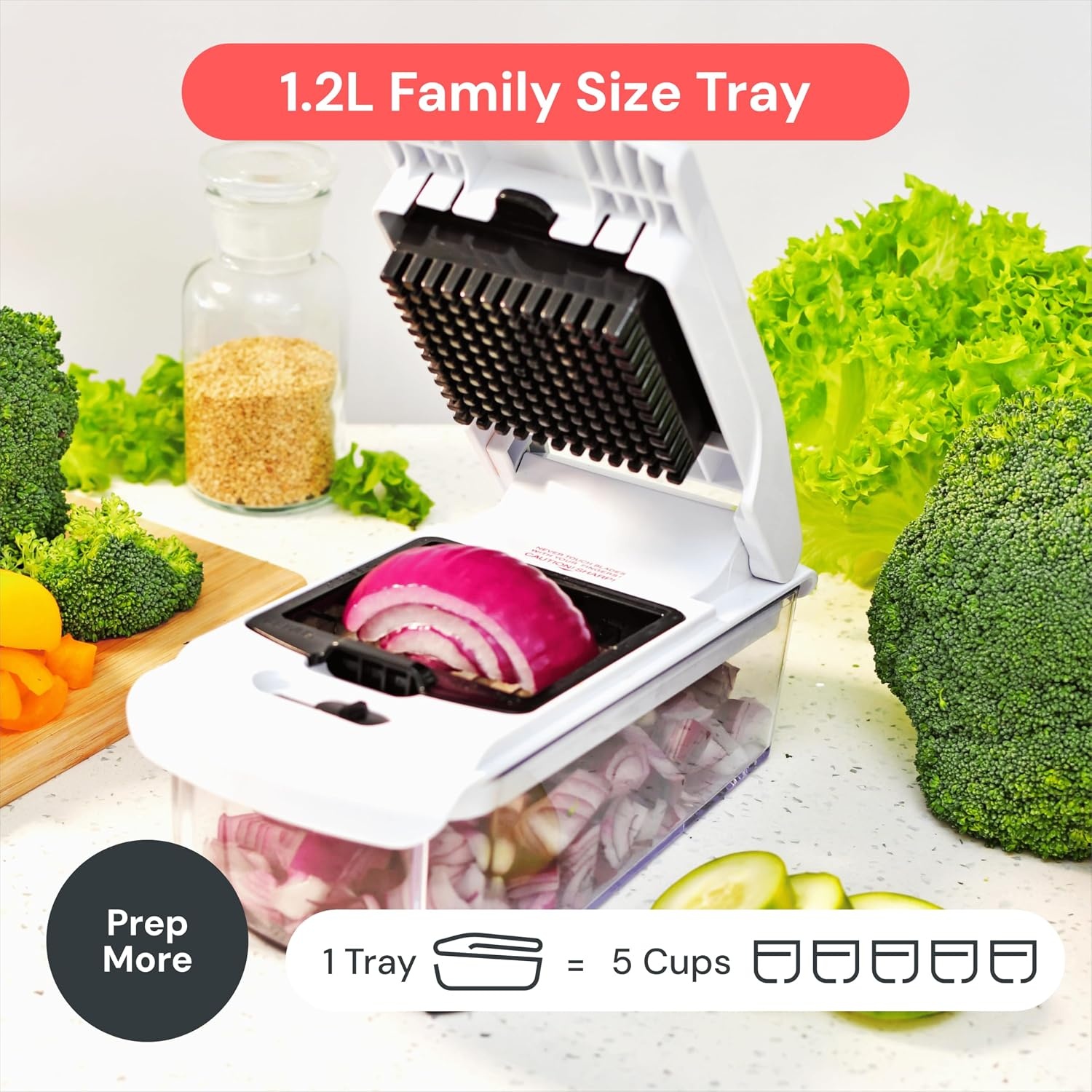 image:imageFullstar Pro Original Vegetable Chopper Kitchen Prep Tool 2 in 1 Veggie Slicer Onion amp Fruit Cutter with Sharp Stainless Steel Blades amp Container AllinOne Food Prep Tool BlackWhite