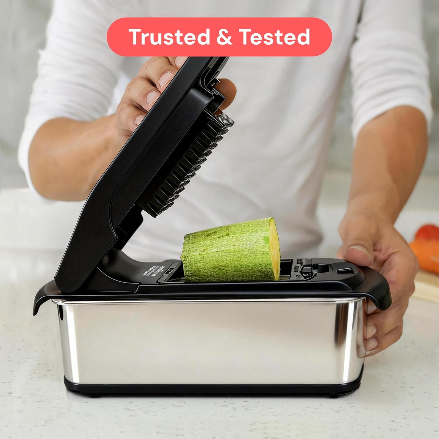 image:imageFullstar Pro Original Vegetable Chopper Kitchen Prep Tool 2 in 1 Veggie Slicer Onion amp Fruit Cutter with Sharp Stainless Steel Blades amp Container AllinOne Food Prep Tool BlackStainless Steel