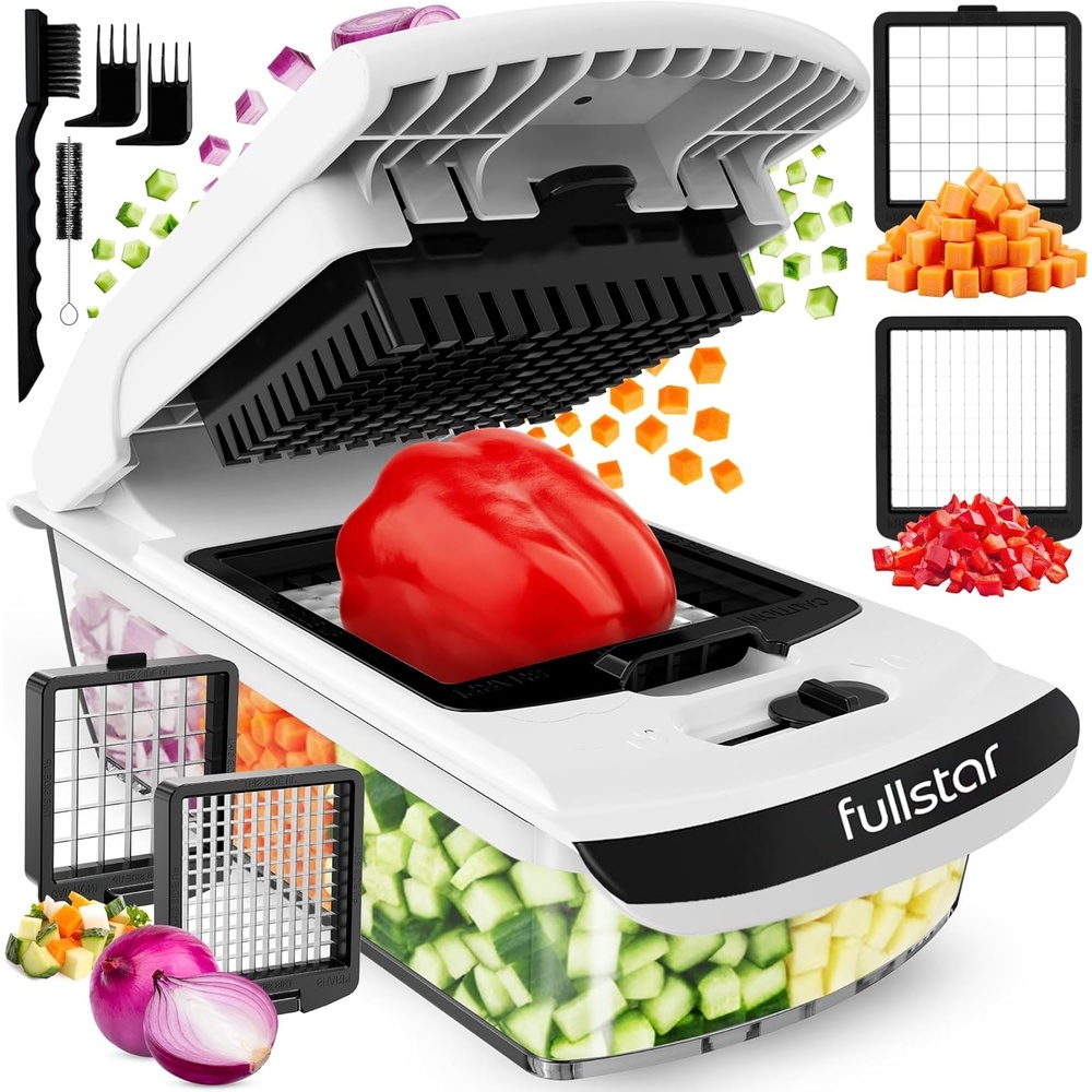 image:imageFullstar Pro Original Vegetable Chopper Kitchen Prep Tool 2 in 1 Veggie Slicer Onion amp Fruit Cutter with Sharp Stainless Steel Blades amp Container AllinOne Food Prep Tool BlackWhite