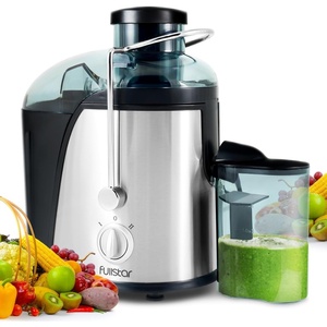 Fullstar Juicer Machines Vegetable and Fruit, 400W Compact Juicer, 3″ Wide Mouth, 2-Speed Setting, Stainless Steel, BPA-Free (Black)