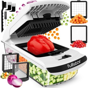 Fullstar Pro Original Vegetable Chopper Kitchen Prep Tool | 2 in 1 Veggie Slicer, Onion & Fruit Cutter with Sharp Stainless Steel Blades & Container, All-in-One Food Prep Tool (Black)(White)