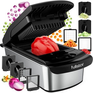Fullstar Pro Original Vegetable Chopper Kitchen Prep Tool | 2 in 1 Veggie Slicer, Onion & Fruit Cutter with Sharp Stainless Steel Blades & Container, All-in-One Food Prep Tool (Black)(Stainless Steel)
