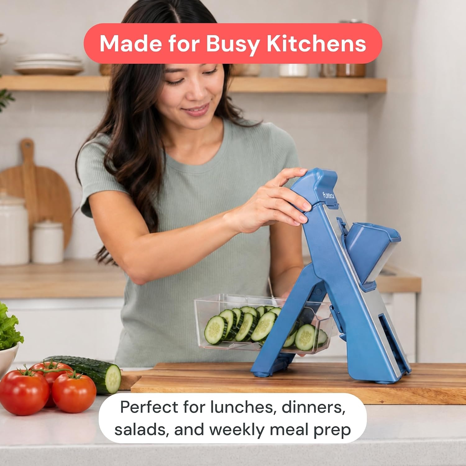 image:imageFullstar Safer Mandoline Slicer for Kitchen Adjustable Veggie amp Food SlicerBlue