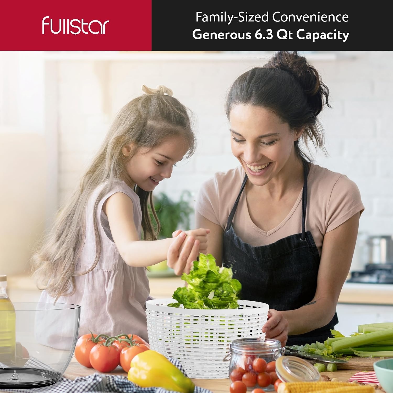 image:imageFullstar Large Salad Spinner Lettuce Fruit amp Vegetable Washer and Dryer 63 Quart WhiteWhite