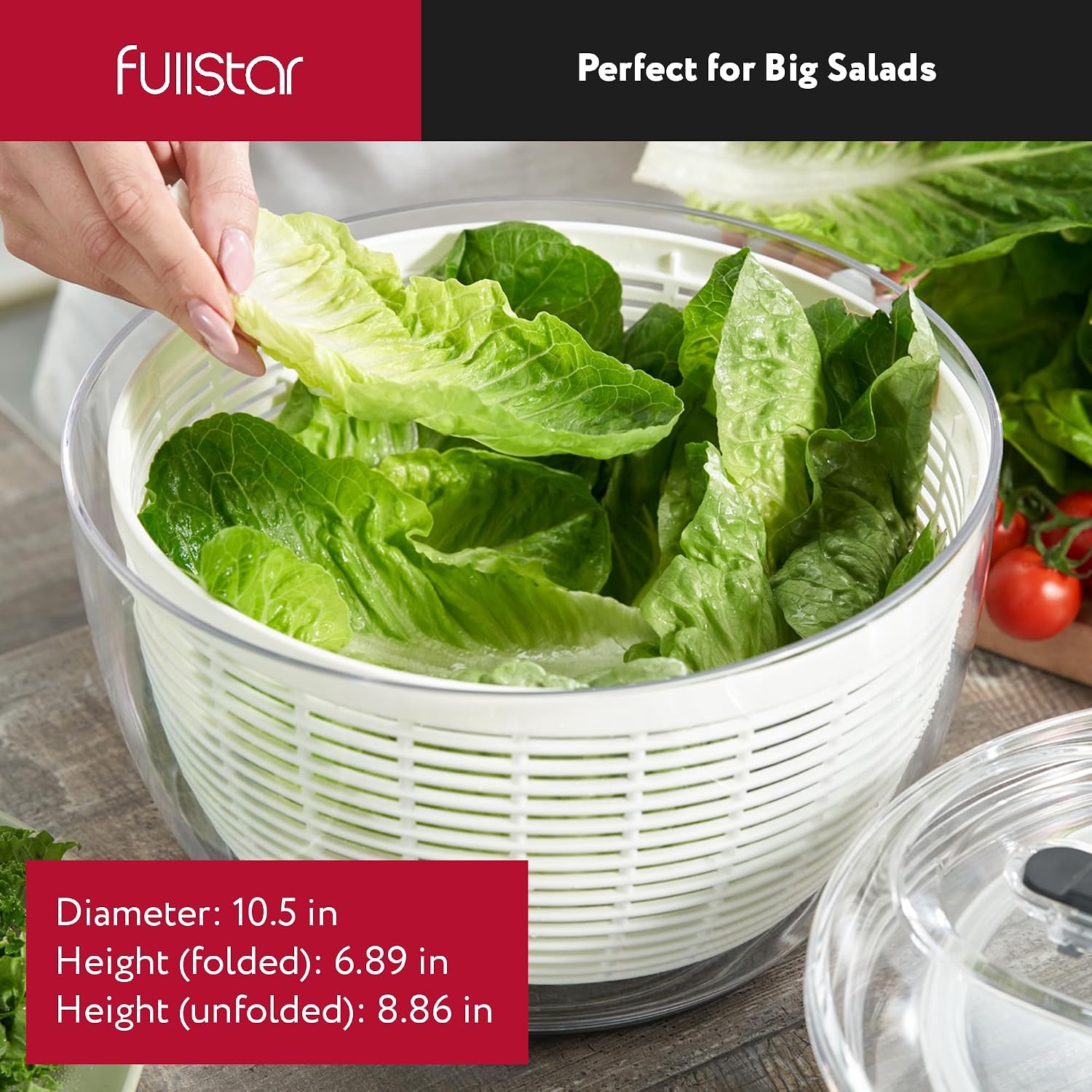 image:imageFullstar Large Salad Spinner Lettuce Fruit amp Vegetable Washer and Dryer 63 Quart WhiteWhite