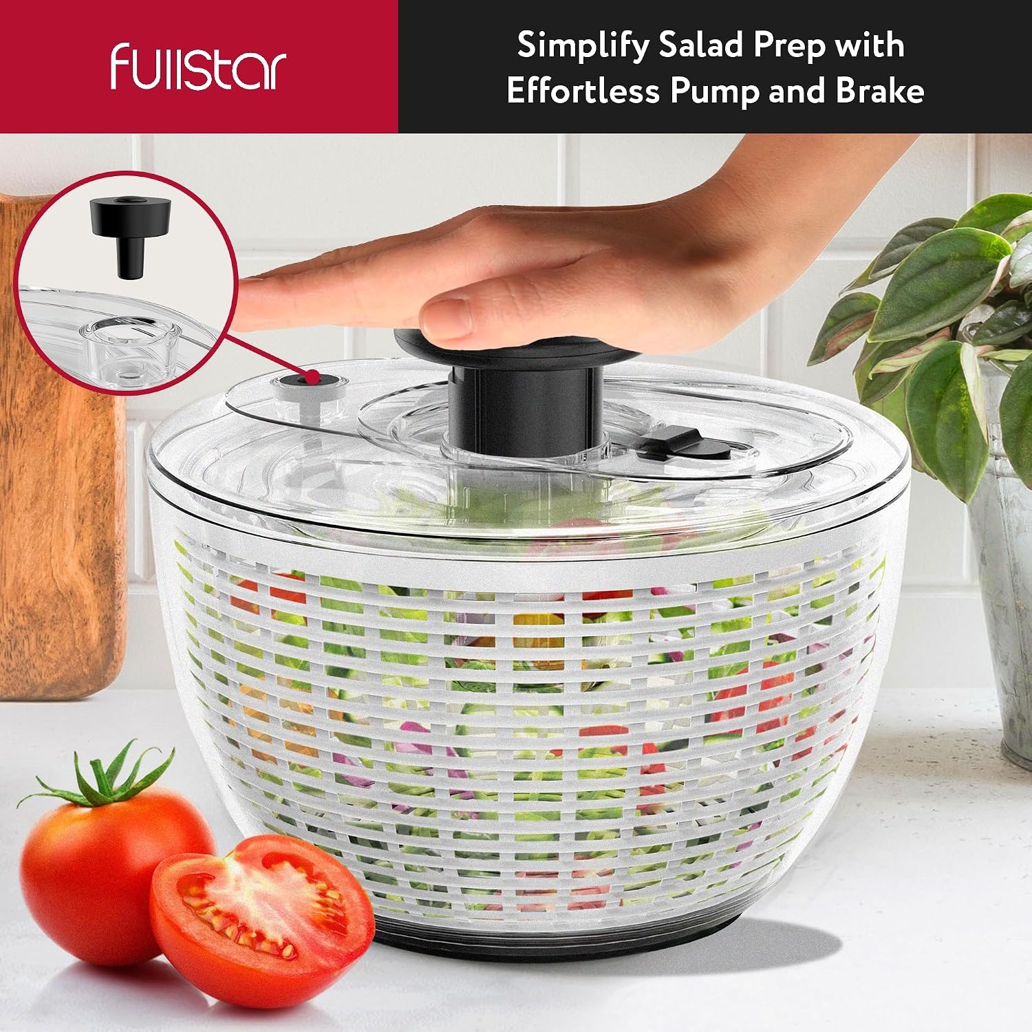 image:imageFullstar Large Salad Spinner Lettuce Fruit amp Vegetable Washer and Dryer 63 Quart WhiteWhite